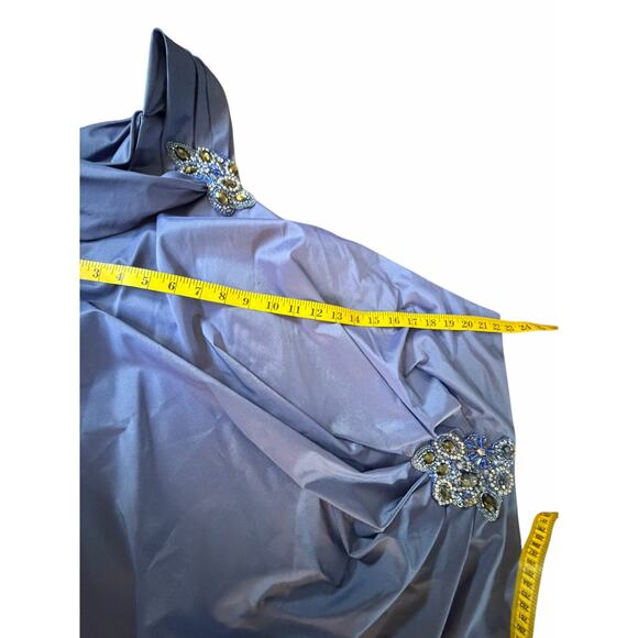 NWT David Meister Blue One Shoulder Jeweled Gown - Size 22 - Picture 6 of 16